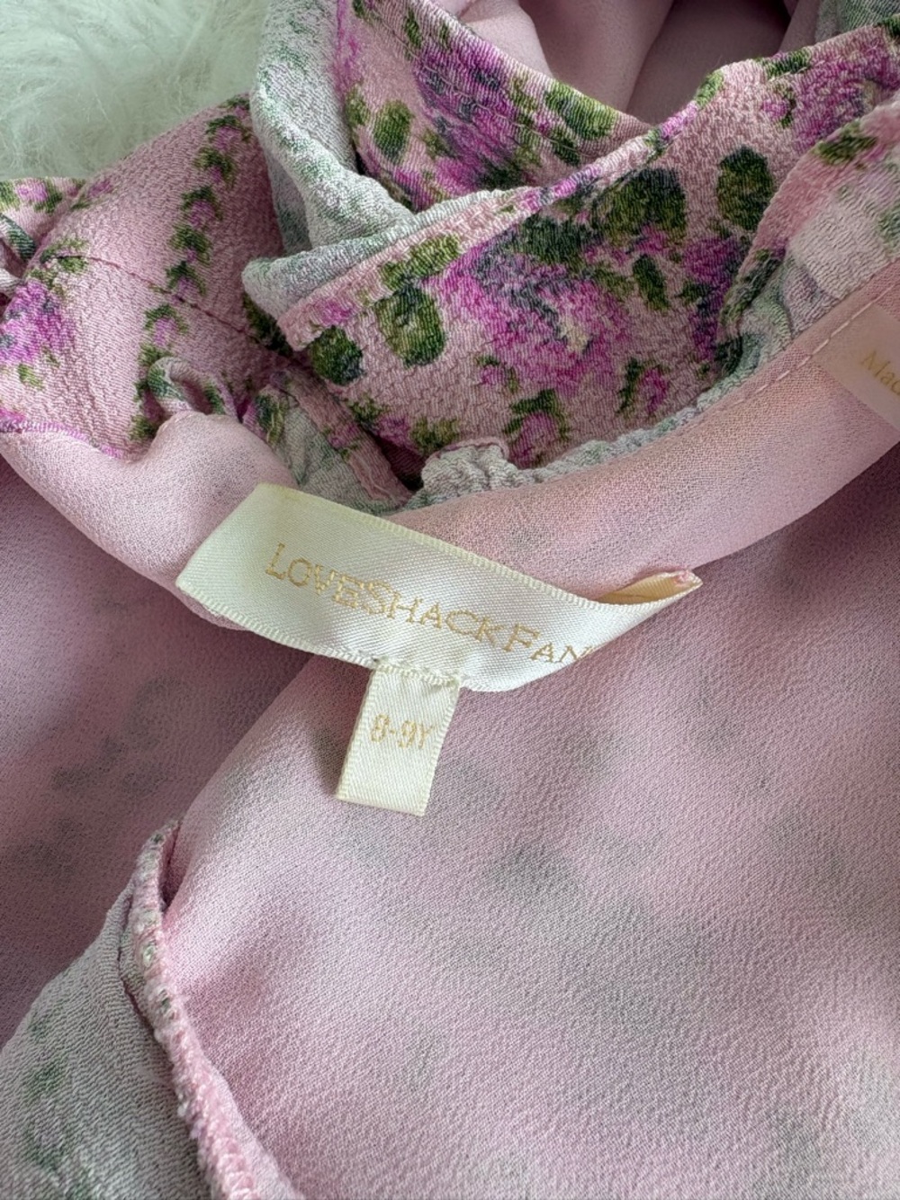LoveShackFancy Girls Dress  lilac with pinkish floral print 8/9 - Picture 5 of 7